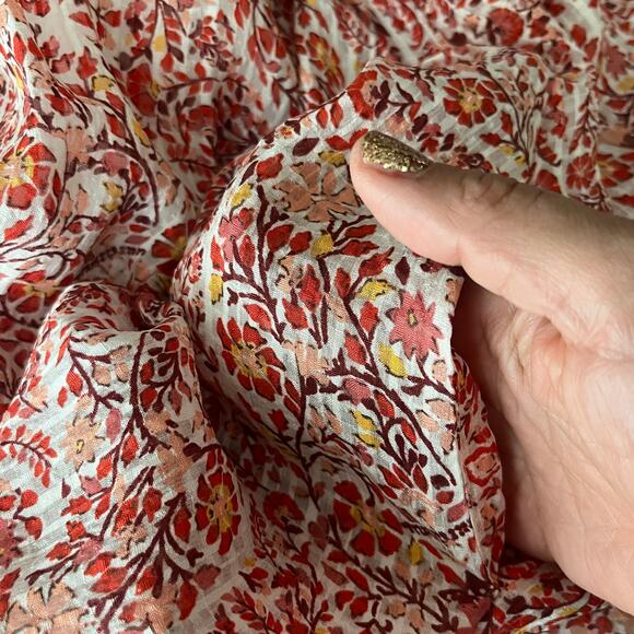 Vineyard Vines Women's Smocked Long Sleeve Ruffle Midi Floral Lined Dress Small - Picture 6 of 8